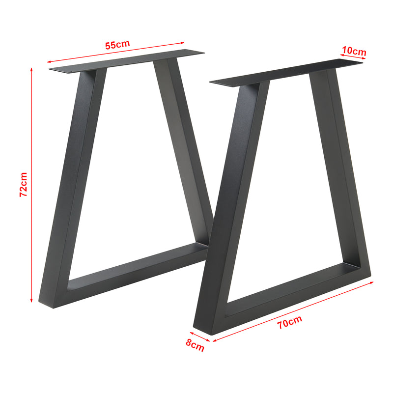 Szkic wymiarowy Stelaż do stołu zestaw 2 sztuk Lyngby 72x55/70cm czarny [en.casa]