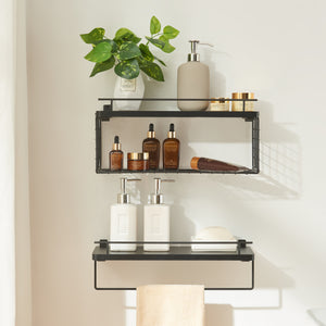 Półka ścienna Vik zestaw 2 sztuk czarna [en.casa]