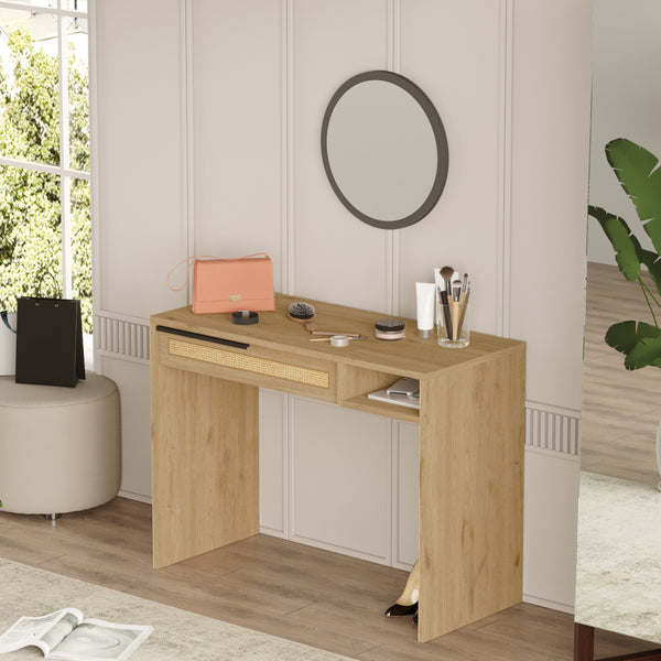 Toaletka Kvænangen 100x45x75 cm dąb/rattan [en.casa]