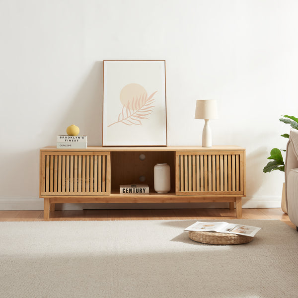 Szafka pod telewizor Ypäjä 150x42x50 cm naturalny bambus [en.casa]