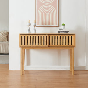 Stolik konsolowy Ypäjä 110x39x81 cm bambus [en.casa]