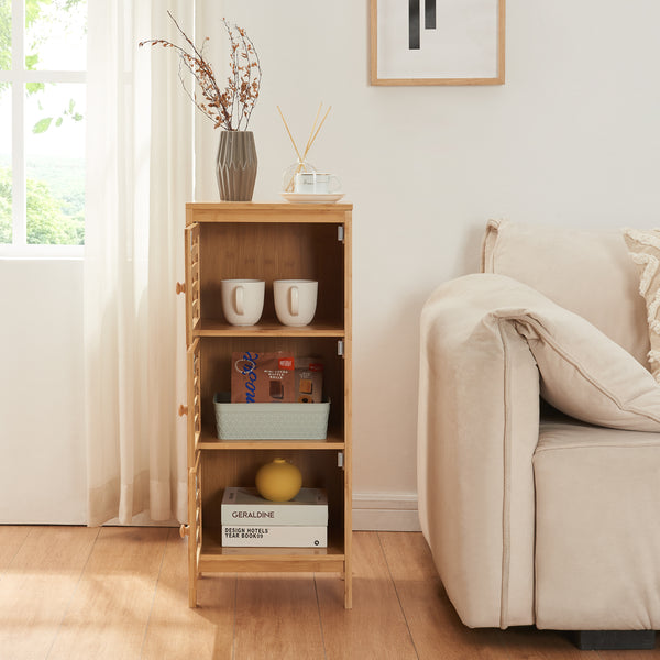 Szafka boczna z 3 drzwiami Ypäjä 82x33x27 cm bambus [en.casa]