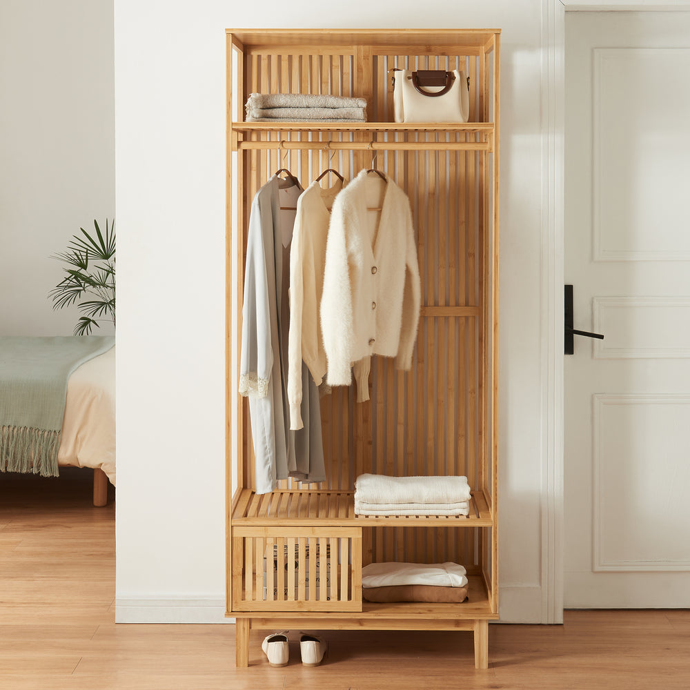 Garderobenständer Ypäjä 187x80x47 cm Bambus [en.casa] - premiumXL