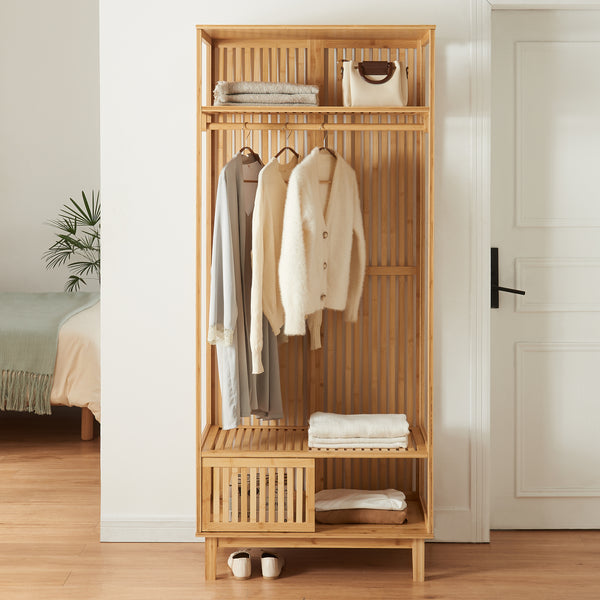 Wieszak na płaszcze Ypäjä 187x80x47 cm bambus [en.casa]