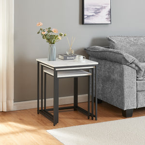 3-częściowy marmurowy stolik kawowy Trollhättan, biały [en.casa]