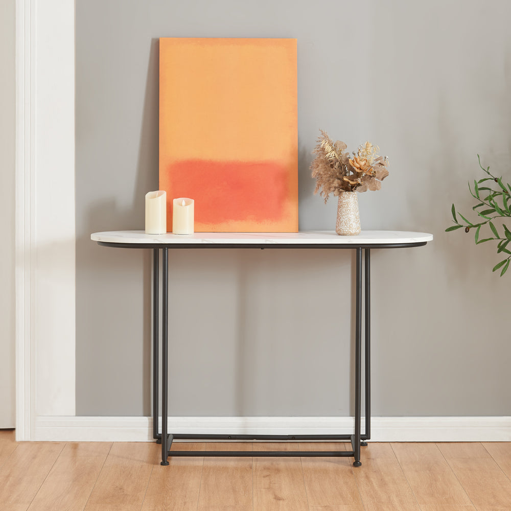 Konsolentisch Nordfron 120x40x75 cm Marmor, weiß [en.casa] - premiumXL