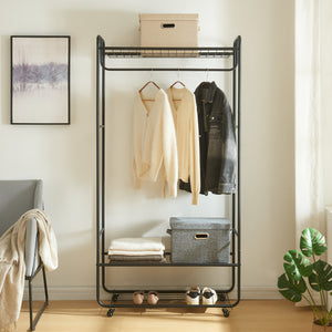 Stojak na płaszcz Vestvågøy 176x90x40 cm Czarny [en.casa]