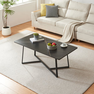 Stolik kawowy Riskiften 120x60x48 cm marmurowy wygląd, czarny [en.casa]