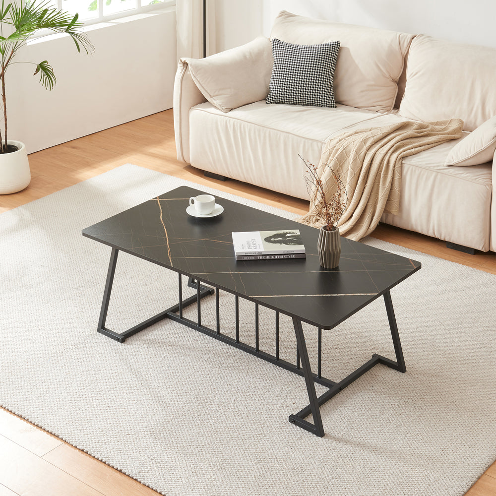 Couchtisch Nospoo 120x60x46 cm Marmoroptik, schwarz [en.casa] - premiumXL