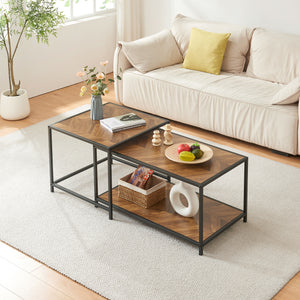 2-częściowy stolik kawowy Kurghore, czarny/dębowy, ciemny [en.casa]