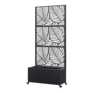 Ścianka działowa Surnskoki ze skrzynką na kwiaty stalowa czarna [casa.pro]