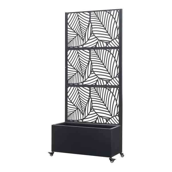 Ścianka działowa Surnskoki ze skrzynką na kwiaty stalowa czarna [casa.pro]