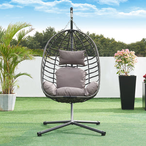 Krzesło wiszące Kandsvas z ramą 198x110x95 cm szare [en.casa]