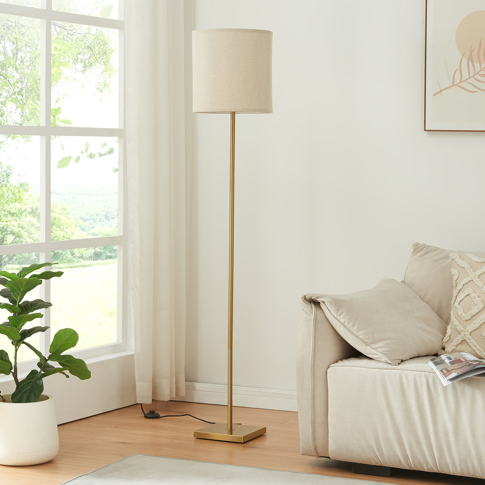 Lampa podłogowa Fildholm 157cm kolor mosiądz/wygląd lnu [lux.pro]