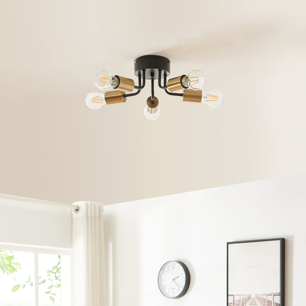 Lampa sufitowa Barrow czarny/złoty [lux.pro]