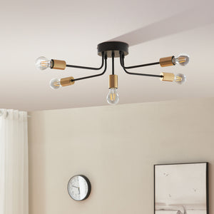 Lampa sufitowa Benfleet 5 x E27 czarny/mosiądz [lux.pro]