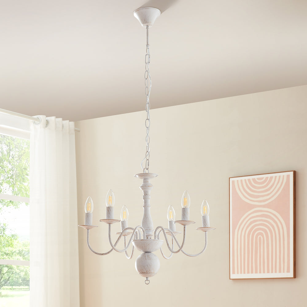 Żyrandol Berkeley metal vintage biały [lux.pro]