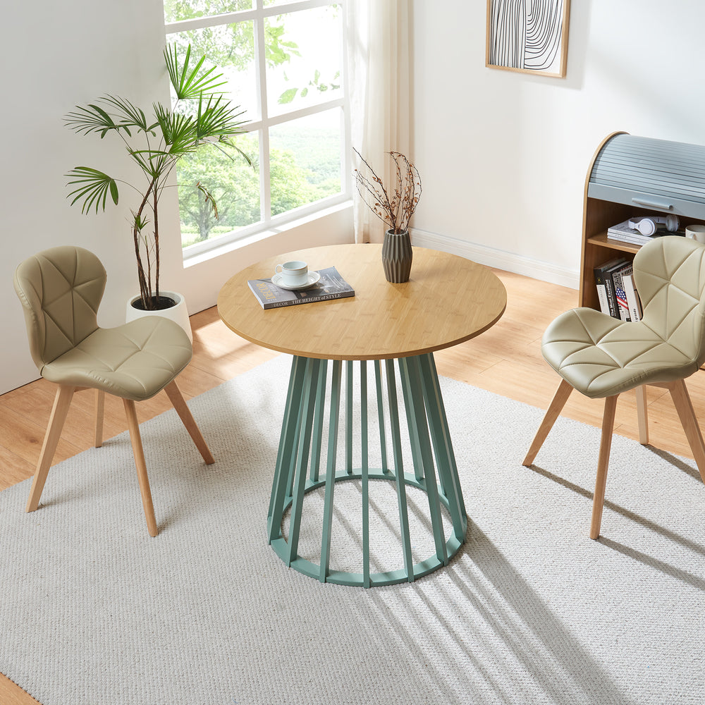 Esstisch Lensuu 76x Ø80 cm Pastellgrün/Eiche [en.casa] - premiumXL