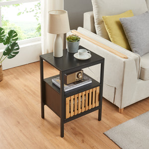 Stolik nocny Luniehti 58x40x33 cm czarny/natura [en.casa]