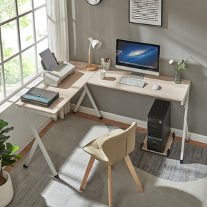 Biurko Tarielarg ze stojakiem na komputer w kształcie litery L 158x120x75 cm dąb [en.casa]