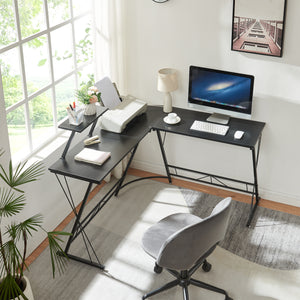 Yremso Biurko w kształcie litery L 122x122x98 cm czarne [en.casa]