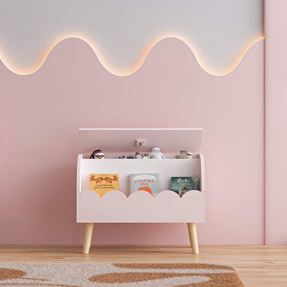 Spielzeugkiste Vestnes 60x30x44 cm Cotton Candy/Weiß [en.casa] - premiumXL