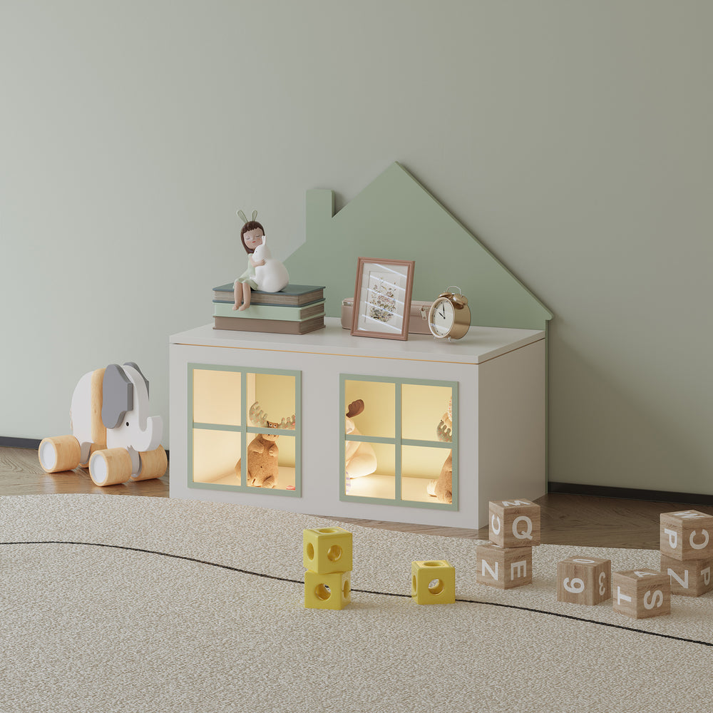 Spielzeugkiste Vipsali 56x60x33 cm Mintgrün/Weiß [en.casa] - premiumXL