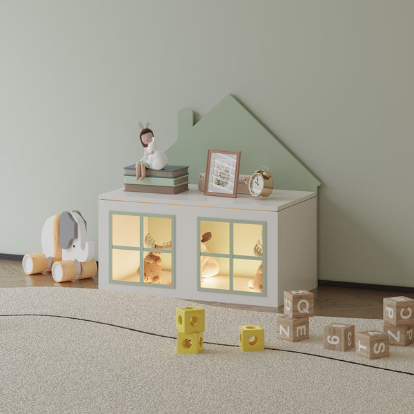 Pudełko na zabawki Vipsali 56x60x33 cm miętowy zielony/biały [en.casa]