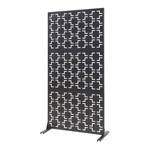 Wewnętrzna ścianka działowa Aaskis stal 200x100x50 cm czarna [casa.pro]