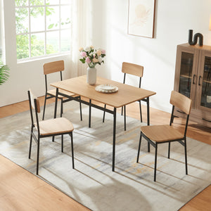 Zestaw jadalniany Pollenev 5-częściowy czarny/dąb [en.casa]