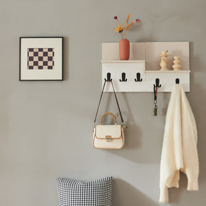 Botaruvn wieszak ścienny z 2 półkami 34x59x13 cm beżowy/biały [en.casa]
