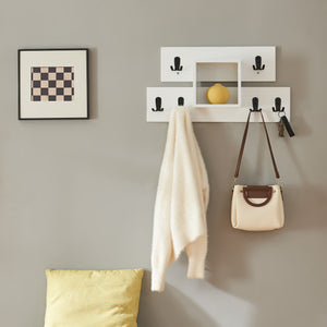 Wieszak ścienny Vänd z półką 32x60x14 cm Biały [en.casa]