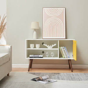 Szafka pod TV Vare 100x40x66 cm biały/żółty [en.casa]