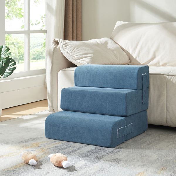 Schody dla zwierząt Joelerhatra 4-częściowe 45x50x45 cm Cord Blue [en.casa]