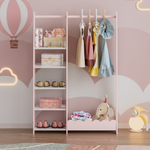 Szafa dziecięca Vestnes 114x77x30 cm Cotton Candy/White [en.casa]