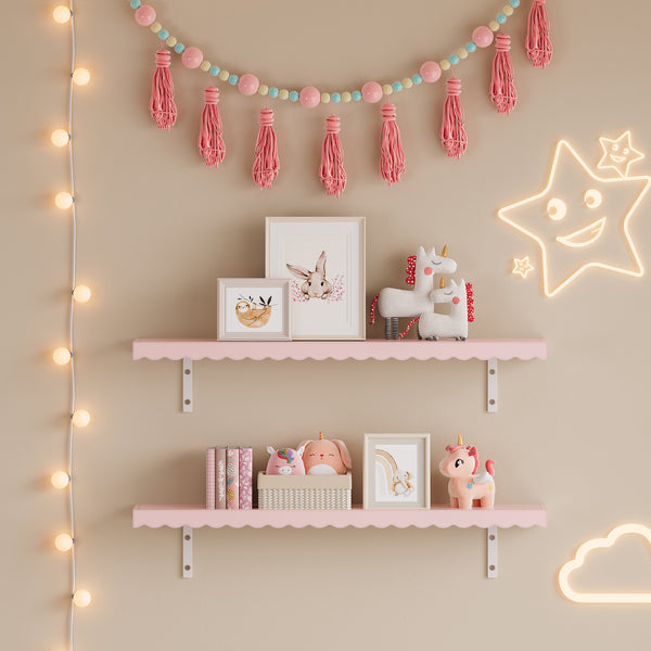 Półka ścienna dla dzieci zestaw 2 Vestnes 80x17x4 cm Cotton Candy [en.casa]