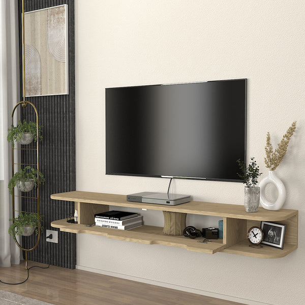 Szafka RTV wisząca Karjali 150x30x19 cm dąb [en.casa]