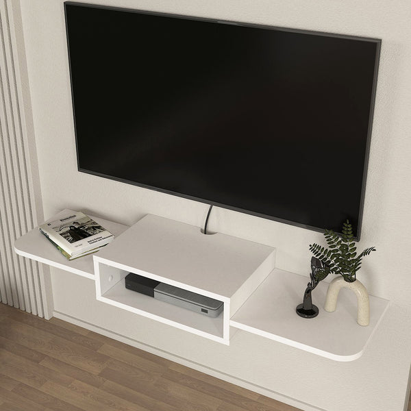 Wisząca półka TV Tar 115x30x16 cm biała [en.casa]