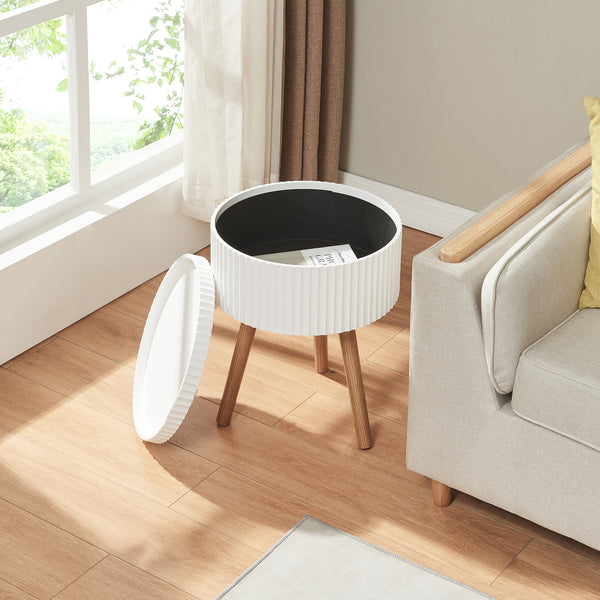 Stolik boczny Bongard z miejscem do przechowywania Ø38x48 cm Biały [en.casa]