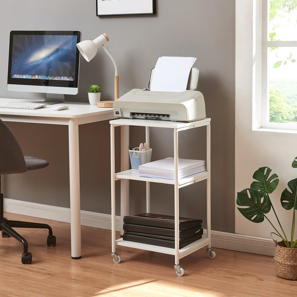 Stół na kółkach do drukarki Janertu 82x39x35 cm Biały [en.casa]