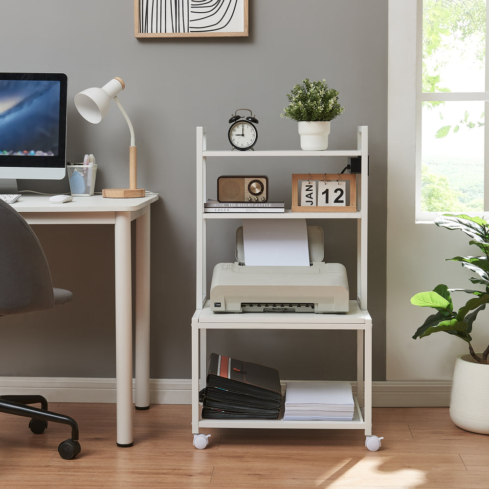 Rollbarer Druckertisch Svanaldsvipp 100x55x38 cm cm Weiß [en.casa] - premiumXL