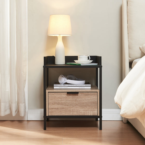 Szafka nocna Belana 51x40x35 cm czarny/dąb [en.casa]