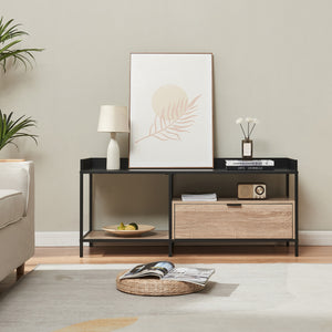 Stolik TV Belana 120x40x54 cm czarny/dąb [en.casa]