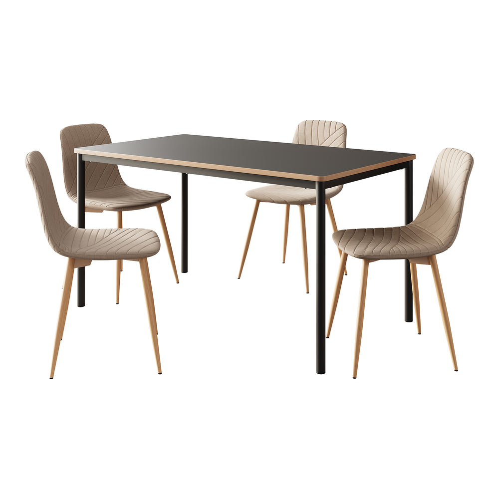 Zestaw jadalniany Lindesberg 5-cz. prostokątny blat stołu Szary/Jasnobrązowy [en.casa]