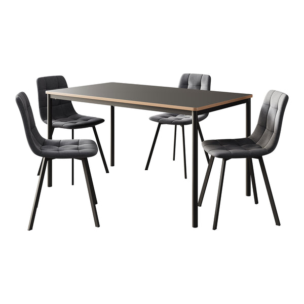 Zestaw jadalniany Lindesberg 5-częściowy ciemnoszary [en.casa]