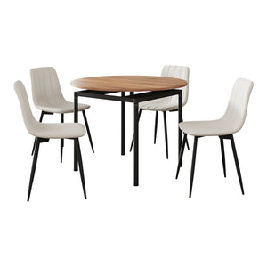 Zestaw jadalniany Hemnes 5-częściowy dąb/beż [en.casa]