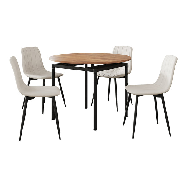 Zestaw jadalniany Hemnes 5-częściowy dąb/beż [en.casa]