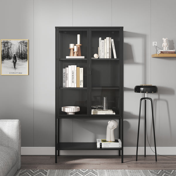 Gablota Borshavisa stalowa 2-drzwiowa 160x80x35 cm czarna [en.casa]