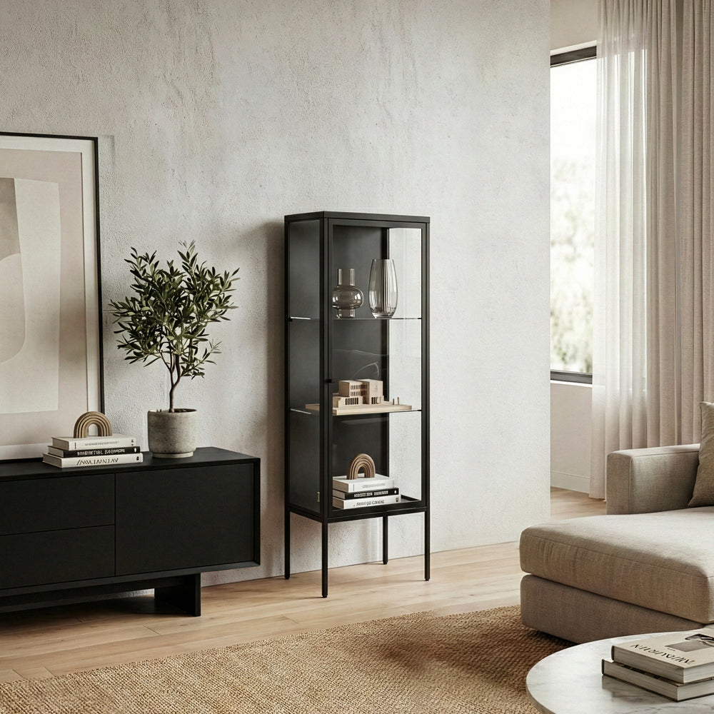 Witryna Borshavisa 116x34x30 cm stal czarna [en.casa]