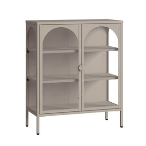 Witryna-komoda Klippestad stal 95x80x35 cm kolor wielbłądzi [en.casa]
